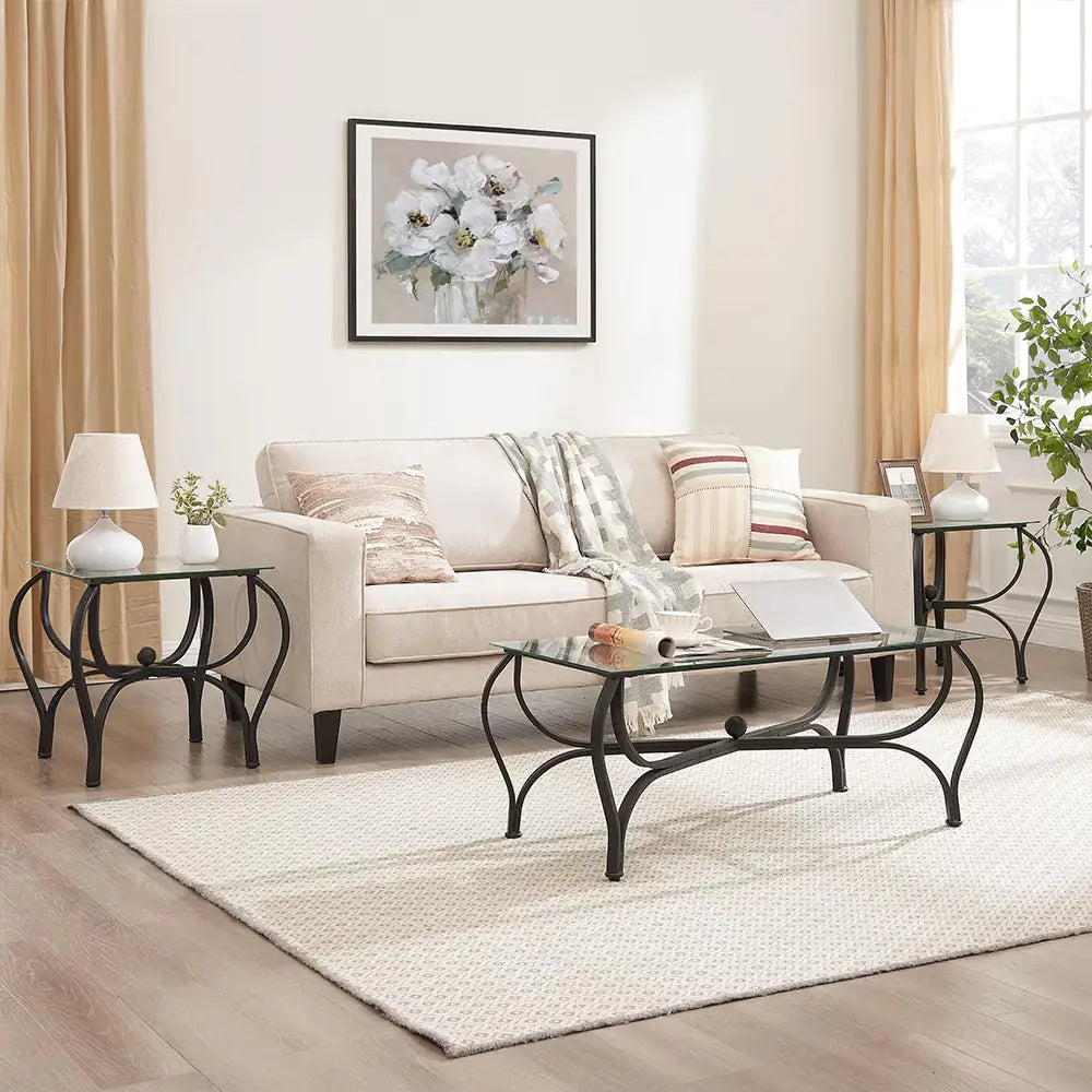 Elegant Glass 3-Piece Coffee Table Set Home decor