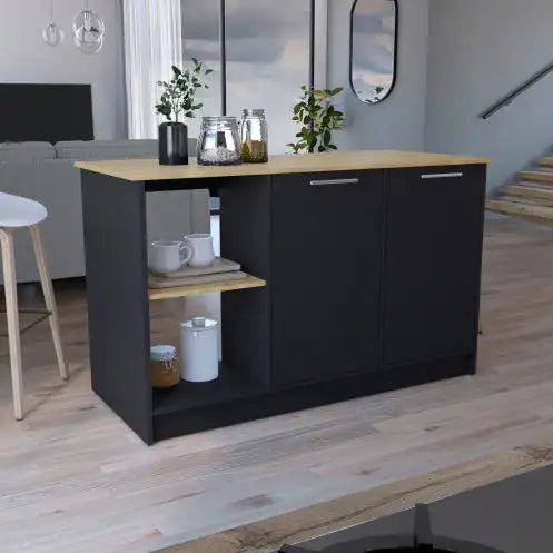 Oak Harmony Kitchen Island with Storage Home decor