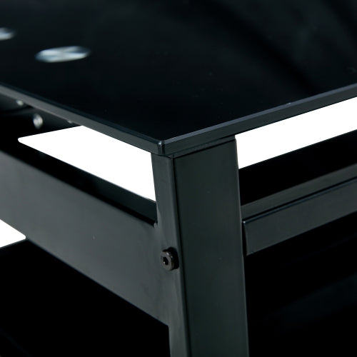 Elevate Black Glass Coffee Table with Dual Shelves Home decor