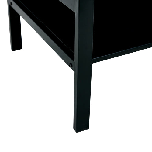 Elevate Black Glass Coffee Table with Dual Shelves Home decor