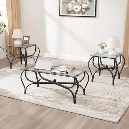 Elegant Glass 3-Piece Coffee Table Set Home decor