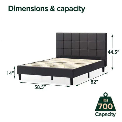 King-Sized Square Stitch Upholstered Bed