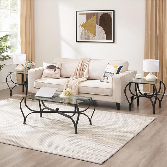 Elegant Glass 3-Piece Coffee Table Set Home decor