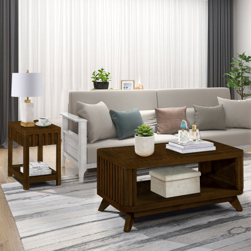 Walnut Rectangular Coffee Table with Storage Home decor