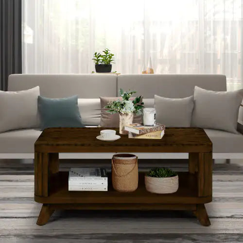 Walnut Rectangular Coffee Table with Storage Home decor