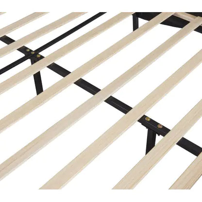 Black Queen LED Platform Bed with Faux Leather