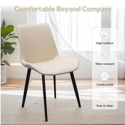 Beige Modern PU Leather Dining Chairs - Set of 4 Home decor