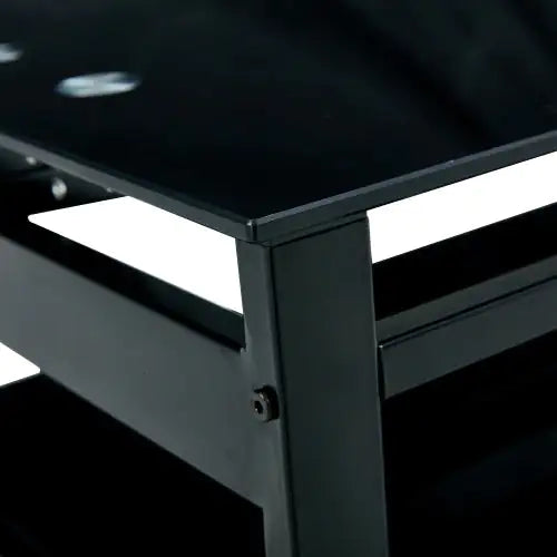 Elevate Black Glass Coffee Table with Dual Shelves Home decor