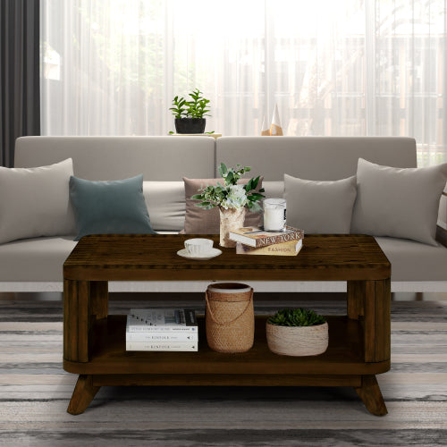 Walnut Rectangular Coffee Table with Storage Home decor