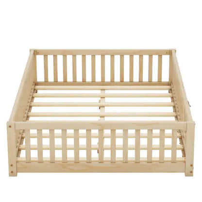 Full Size Kids Floor Bed with Guardrails