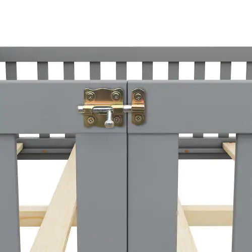 Gray Full-Sized Floor Bed with Safety Rails & Door for Kids