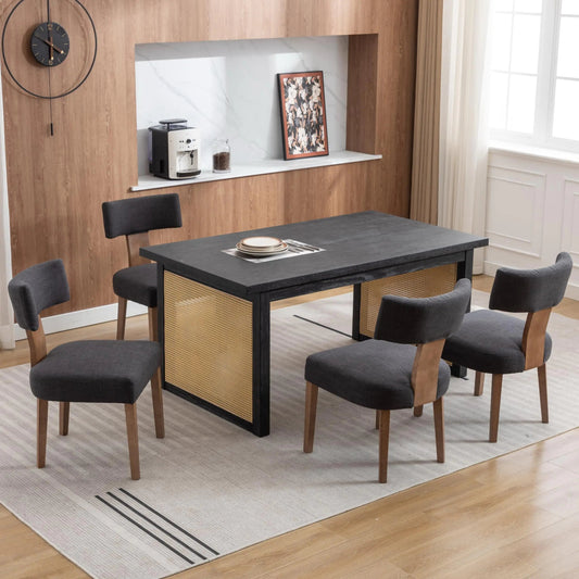 RIVOVA Mid-Century Linen Dining Chair Set, Charcoal Home decor