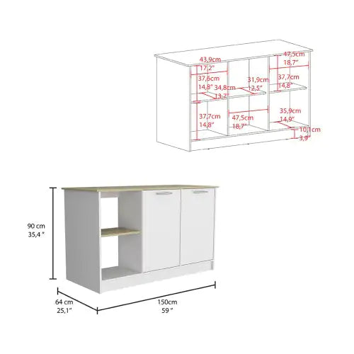 Oak Harmony Kitchen Island with Storage Home decor
