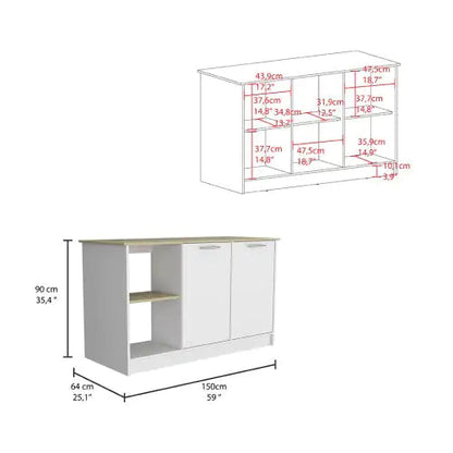 Oak Harmony Kitchen Island with Storage Home decor