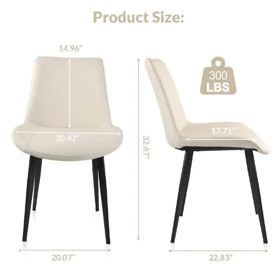 Beige Modern PU Leather Dining Chairs - Set of 4 Home decor