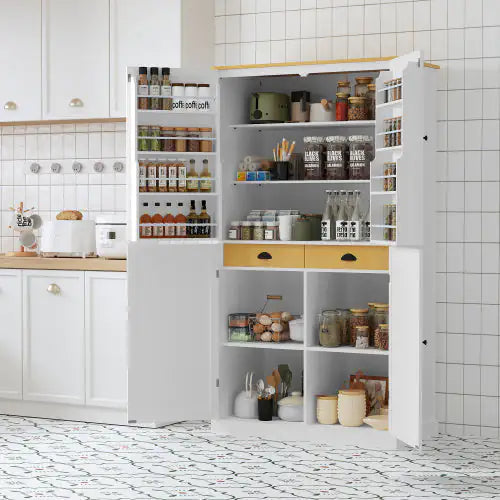 High-Capacity Freestanding Kitchen Pantry Cabinet - Welfel Home decor
