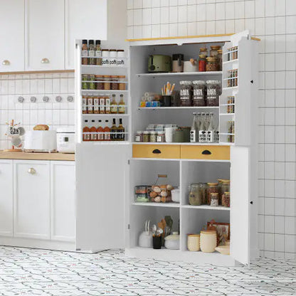 High-Capacity Freestanding Kitchen Pantry Cabinet - Welfel Home decor