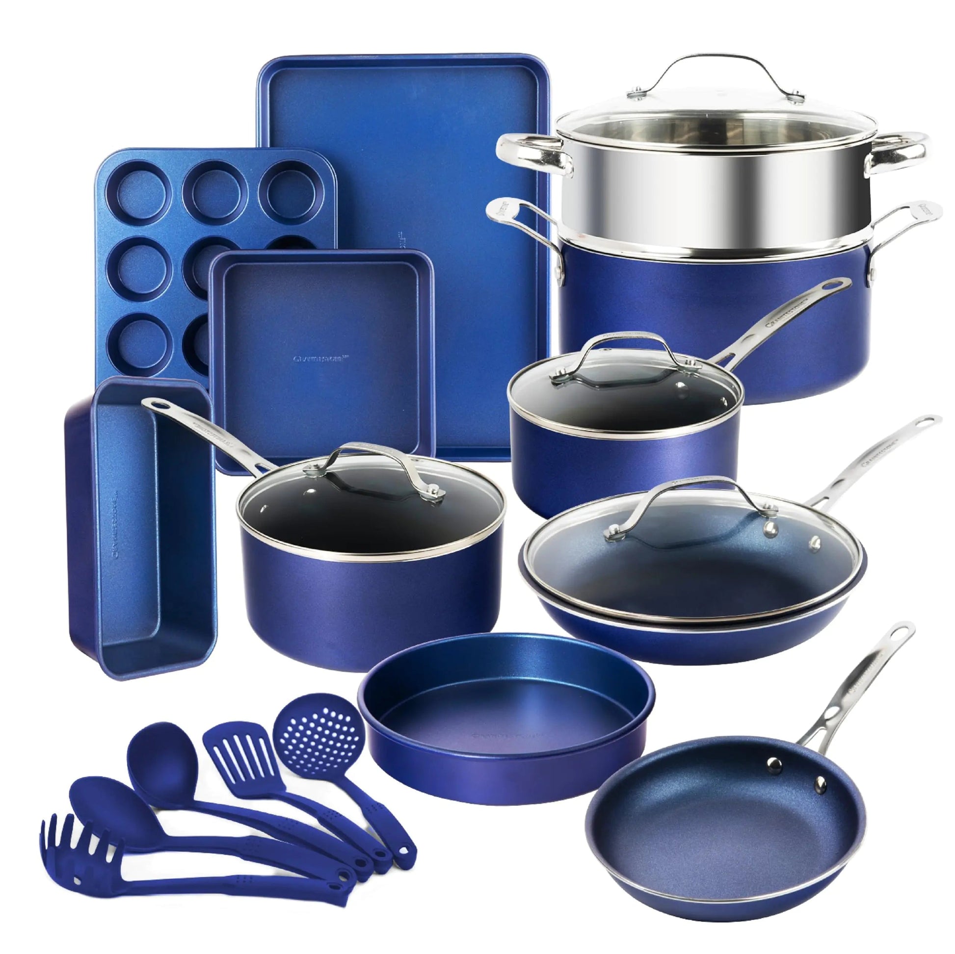 GraniteStone Blue 20-Piece Complete Cookware Set Home decor