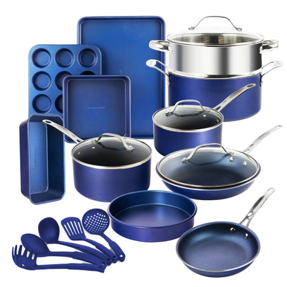 GraniteStone Blue 20-Piece Complete Cookware Set Home decor