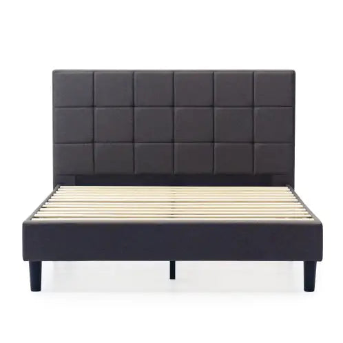 King-Sized Square Stitch Upholstered Bed