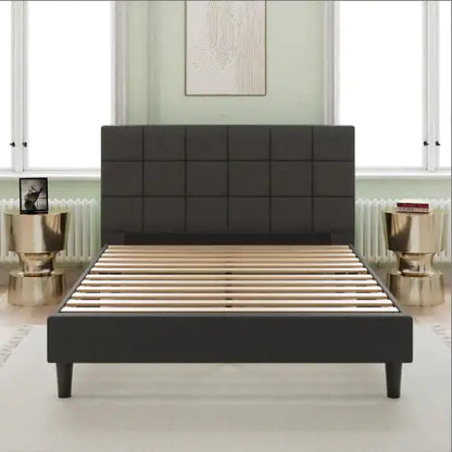 King-Sized Square Stitch Upholstered Bed