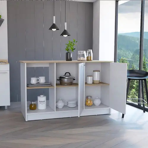 Oak Harmony Kitchen Island with Storage Home decor