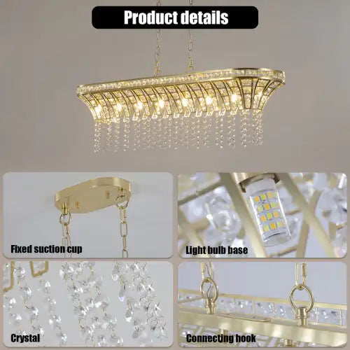 Champagne Gold Oval Crystal Chandelier Home decor