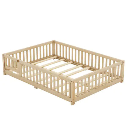 Full Size Kids Floor Bed with Guardrails