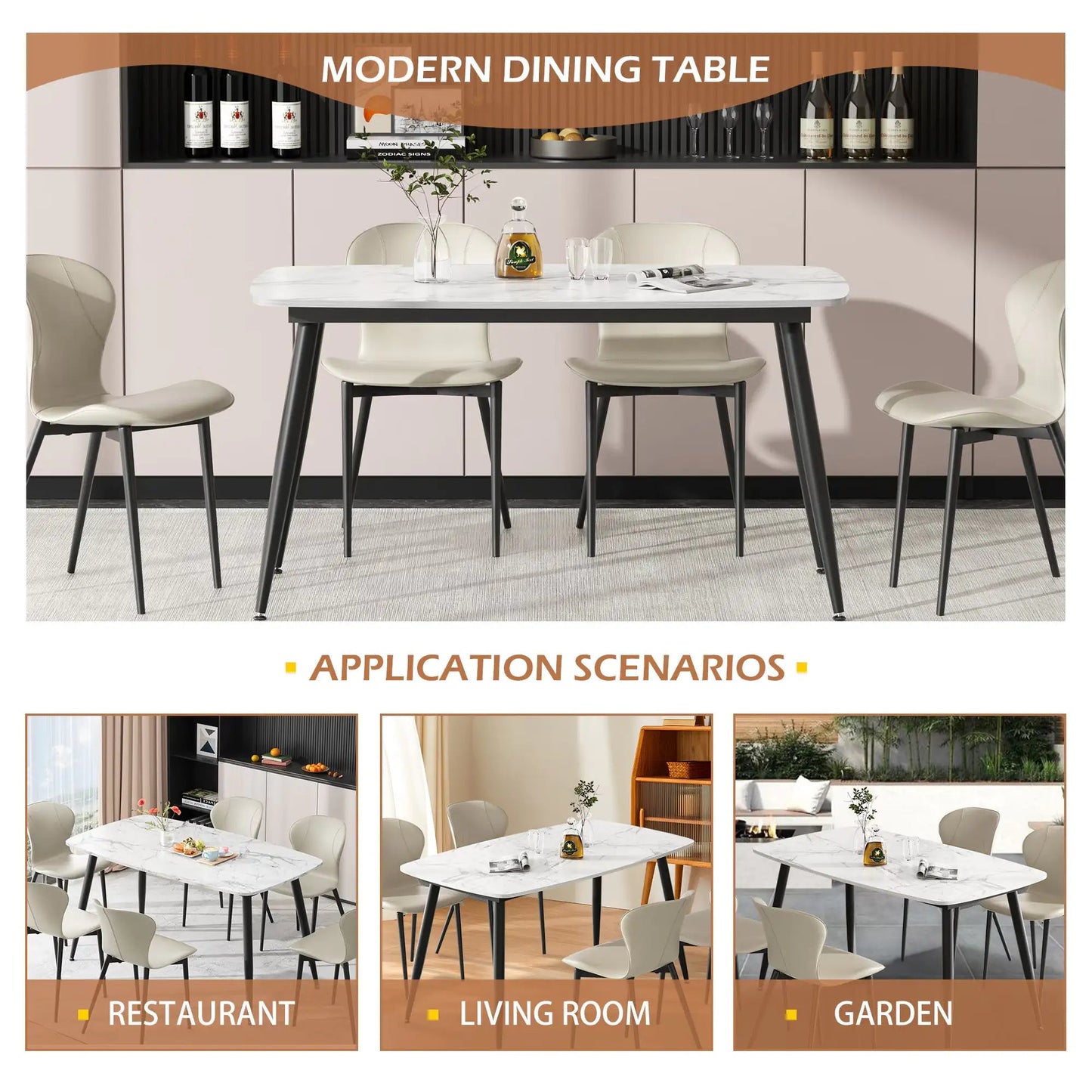 VFF Chic MDF Dining Table with Metal Support Home decor