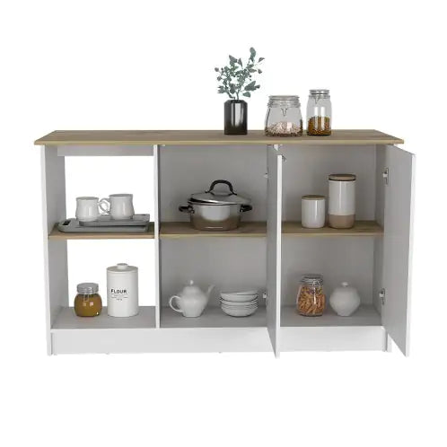 Oak Harmony Kitchen Island with Storage Home decor