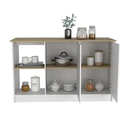 Oak Harmony Kitchen Island with Storage Home decor
