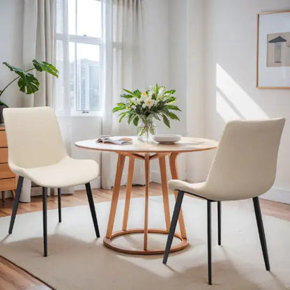 Beige Modern PU Leather Dining Chairs - Set of 4 Home decor