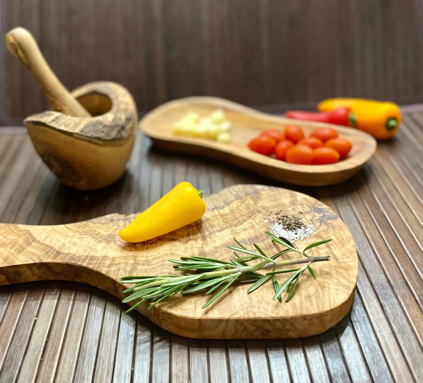 Mediterranean Olive Wood Chef’s Set Home decor