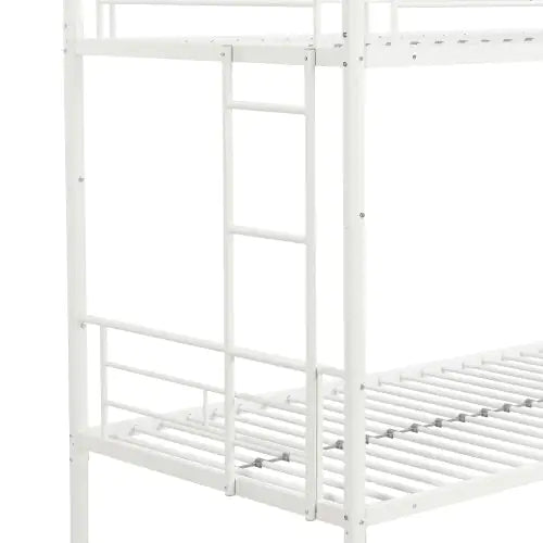 White Metal Twin Bunk Bed with Trundle