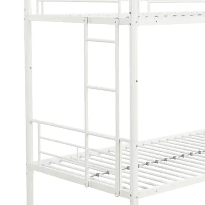 White Metal Twin Bunk Bed with Trundle