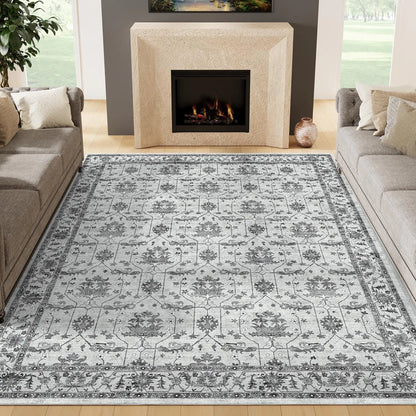 ChicWond 9x12 Taupe Floral Non-Slip Area Rug Home decor