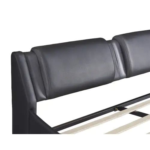 Black Queen LED Platform Bed with Faux Leather