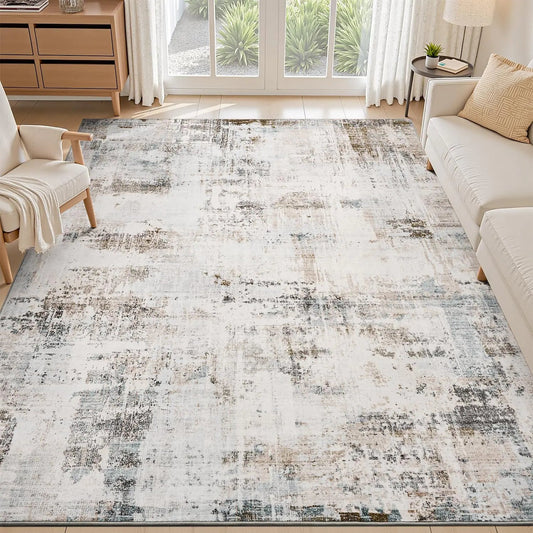 Modern Abstract 9x12 Area Rug - Washable, Non-Slip Home decor