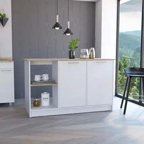 Oak Harmony Kitchen Island with Storage Home decor