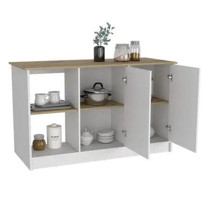 Oak Harmony Kitchen Island with Storage Home decor