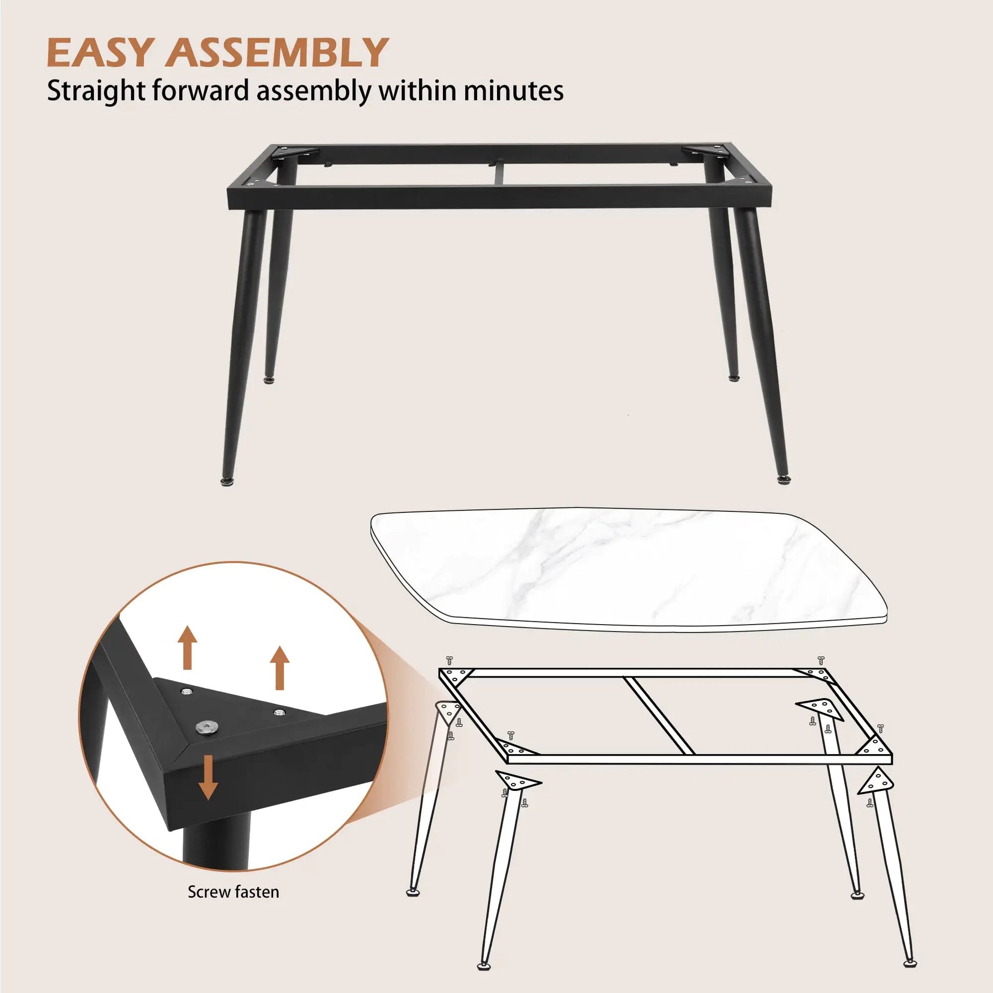 VFF Chic MDF Dining Table with Metal Support Home decor