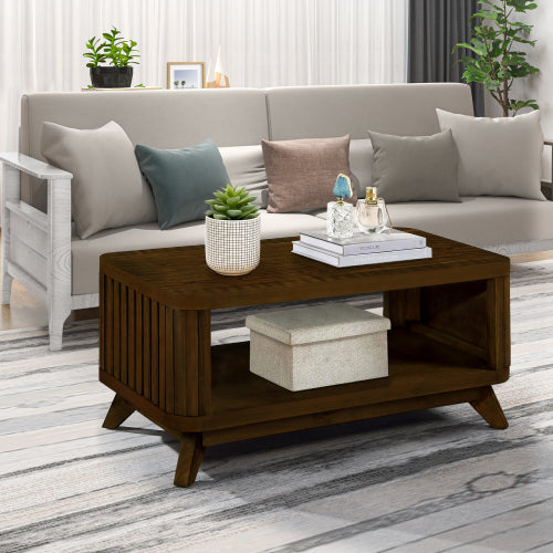 Walnut Rectangular Coffee Table with Storage Home decor