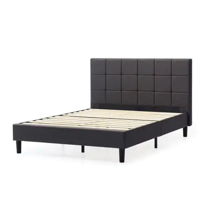 King-Sized Square Stitch Upholstered Bed