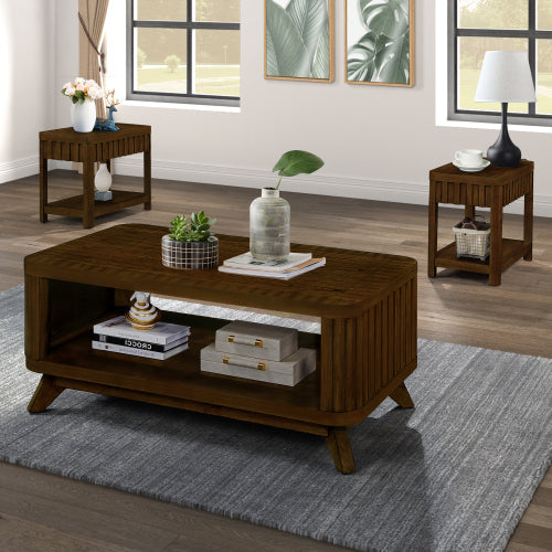 Walnut Rectangular Coffee Table with Storage Home decor