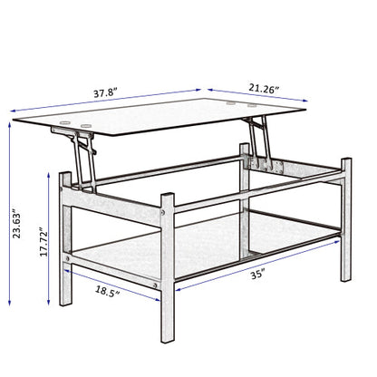 Elevate Black Glass Coffee Table with Dual Shelves Home decor