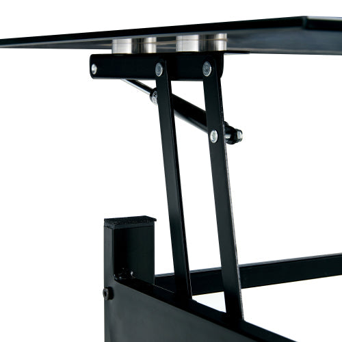 Elevate Black Glass Coffee Table with Dual Shelves Home decor