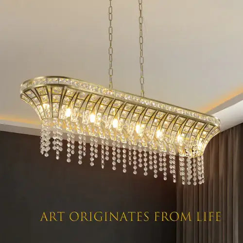 Champagne Gold Oval Crystal Chandelier Home decor