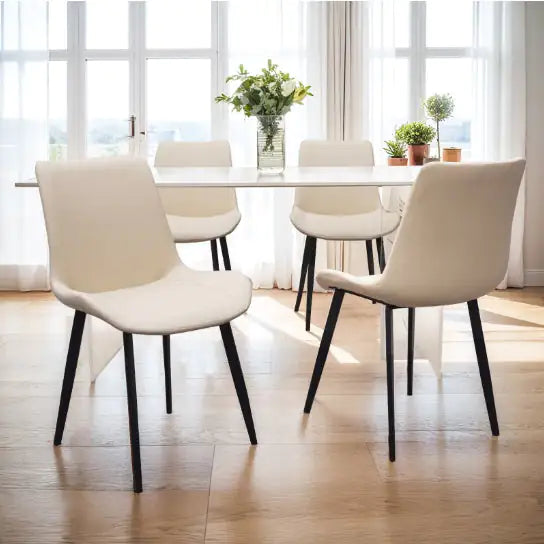 Beige Modern PU Leather Dining Chairs - Set of 4 Home decor