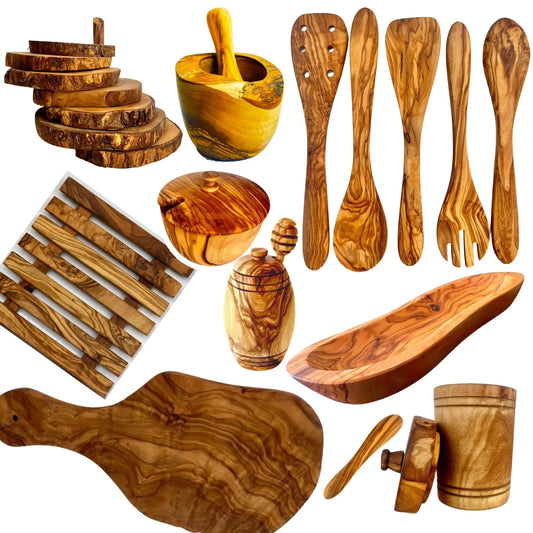 Mediterranean Olive Wood Chef’s Set Home decor
