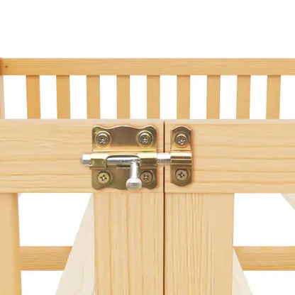 Kids' Queen Floor Bed with Safety Rails and Door, Natural